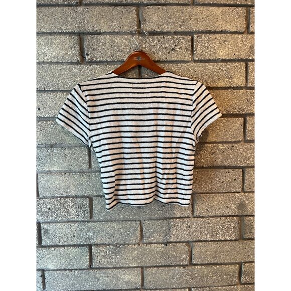 Striped Texture & Thread Madewell Medium Tie-Front Knit Top With Short Sleeves - Picture 4 of 4